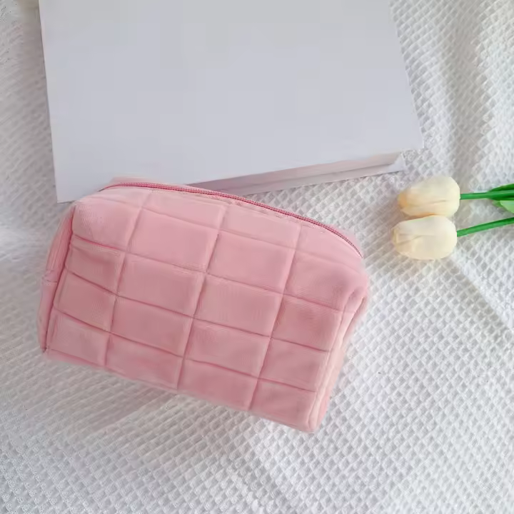 Bolsa de almacenamiento de cosméticos de gamuza, bolsa de almacenamiento de gran capacidad de alta gama - 1