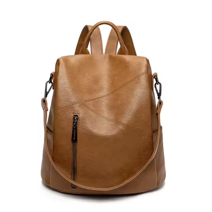 Mochila De piel auténtica para mujer, bolso de hombro de piel de vaca con retales, antirrobo, para viaje, universidad, 2023 - 1