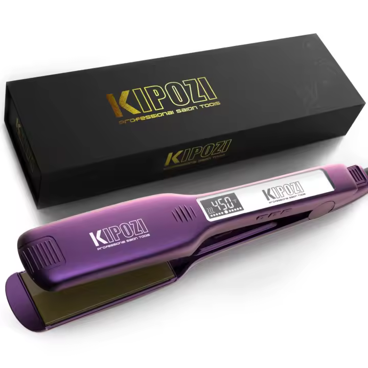 Plancha de pelo KIPOZI profesional de titanio con pantalla LCD Digital, rizador de calentamiento instantáneo de doble voltaje - 1