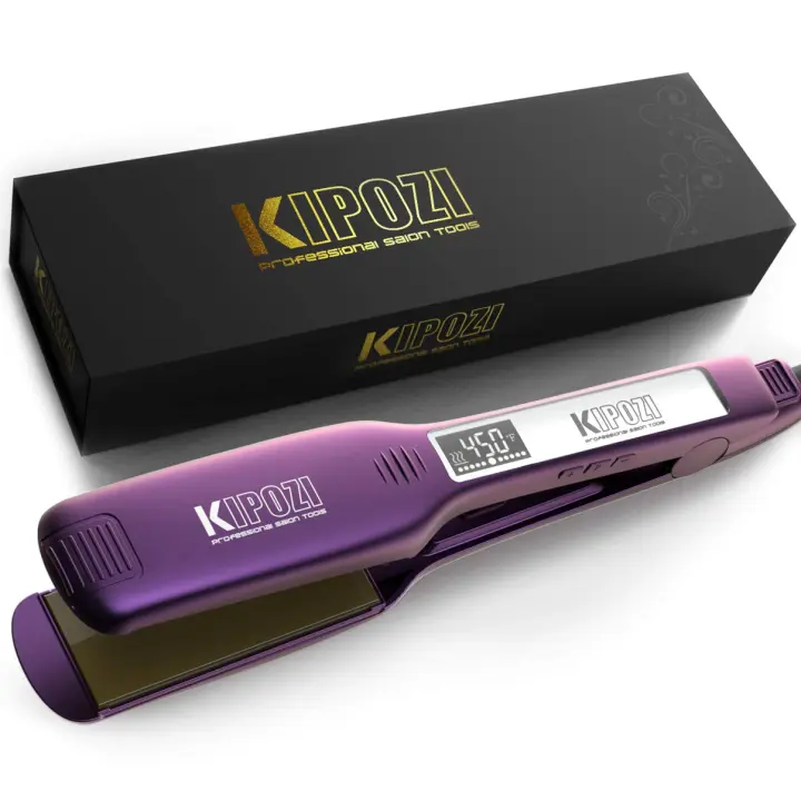 Plancha de pelo KIPOZI profesional de titanio con pantalla LCD Digital, rizador de calentamiento instantáneo de doble voltaje - 1