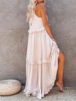 Vestido largo con borde de hoja de loto para mujer, falda de playa con vuelo grande y corriente, novedad de verano 2024 - details 17