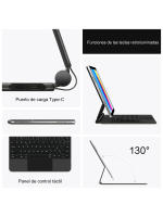 AJIUYU-Teclado mágico para iPad de décima generación, 10,9 pulgadas, magnético, iPad 10, retroiluminación, español, Teclado inteligente, funda Folio - details 2