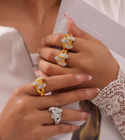 Anillo Hueco de Diamante de Agua de lujo para Mujeres, anillo de Maple de Titanium, forma de engrane de personalidad, Anillo, accesorios de joyería punk - details 4