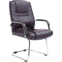 Silla Cantiléver Attila Tapizada En Cuero Sintético y con Base De Metal I Silla Conferencia con Reposabrazos, Color:marrón - details 0