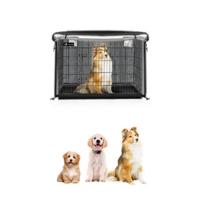 VOUNOT. ®   Jaula para Perros de Alambre Metálico de 2 Puertas, Caja para Perros con Tapa, Perrera Plegable con Bandeja de Plástico Extraíble y Asa de Transporte, 92x58x64cm, Negro - details 6