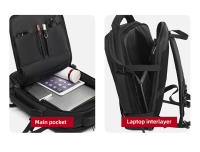 Mochila de viaje de negocios para hombre, morral de gran capacidad con carga USB para ordenador portátil, resistente al agua, 15,6 - details 2