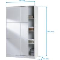 Correderas, Barra de Colgar y Estantes, Armario para Dormitorio, Modelo Top 120, Acabado en Blanco - details 3