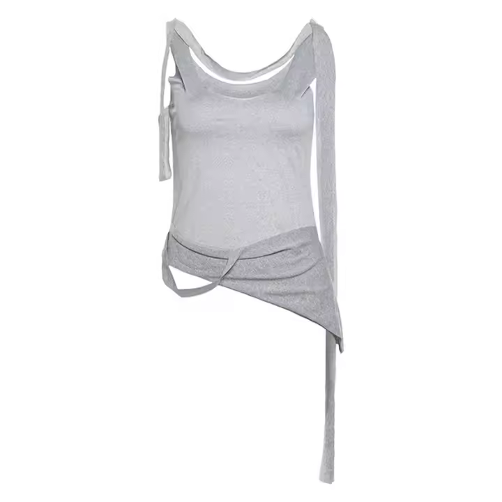 Chaleco sin mangas de diseño personalizado para mujer, top ajustado de color sólido, estilo callejero wasteland, nuevo - 1