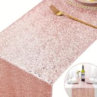 Mantel de Mesa de Brillo con Lentejuelas de Rosa Dorada 2pcs, Color Sólido, Malla Delgada de Metal, Ideal para Bodas, Despedidas de Soltera, Fiestas de Cumpleaños - details 0