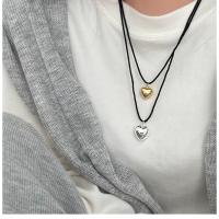 Collar Colgante Corazón de Plata, Negro de una sola cadena, Collares de Mujer, Collares de Cuello y Punto, Joyería y Bisutería - details 4