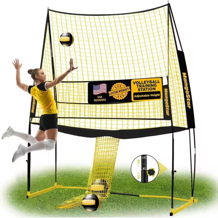 Equipo de entrenamiento Mangostar, sistema con patio trasero de altura ajustable, red de práctica de voleibol, ajuste de servicio con picos, - 1