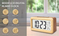 Alarma de madera con calendario y indicador de temperatura Reloj Digital de madera maciza para decoración de escritorio Idea de regalo - details 0