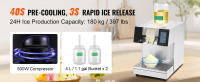 SucceBuy Máquina de Hielo Comercial con Copos de Nieve, Acero Inoxidable, Afeitadora eléctrica de 397 LBS/24 H, refrigeración por Líquido para una rápida disipación del Calor, Máquina para Hacer Helados - details 1