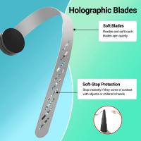 Ventilador de 3 piezas para exteriores, dispositivo giratorio con cuchillas holográficas para mesa, Picnic, Patio y hogar - details 4
