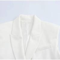 OUWU-Nueva llegada de pantalones largos blancos Wo, chaqueta corta sin mangas con solapa, Tops, pantalones de pierna ancha, conjuntos de 2 piezas, tres elegantes - details 1