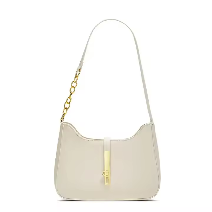 Elegante bolso de hombro negro con herrajes en tono dorado - Elegante bolso cruzado para las axilas para el trabajo, compras y viajes, forro de poliéster duradero, elegante cierre de cierre, bolso cruzado diario |   Bolso de hombro elegante |   Texturizad - 1