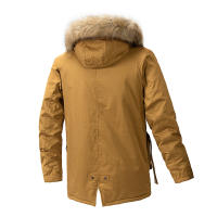 Chaqueta Parka de Vellón Cálido y Emparedada para Invierno Moda Casual con Cuello de Piel para Hombres - details 6