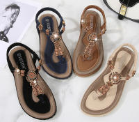 Verano2025 Sandalias bohemias de mujer con cuentas de madera, zapatos planos casuales de talla grande - details 1