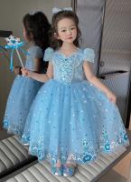 Vestido de princesa de lentejuelas de verano para niños, disfraz con estampado azul, vestido elegante de Reina de la nieve para niñas, regalo de cumpleaños para niños - details 13