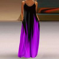 Tirantes y espalda abierta para mujer, vestido largo sin mangas con colorido cuello en V graduado, moda de verano, nuevo estilo - details 1