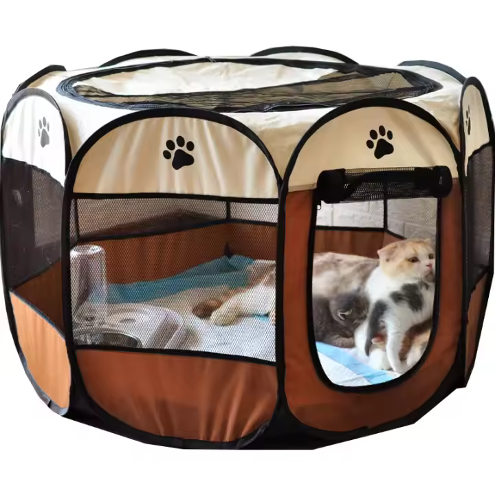 Jaula portátil para mascotas, tienda de campaña plegable para exteriores, casa octagonal para gatos, corralito para perros grandes, Perrera de fácil operación - 1