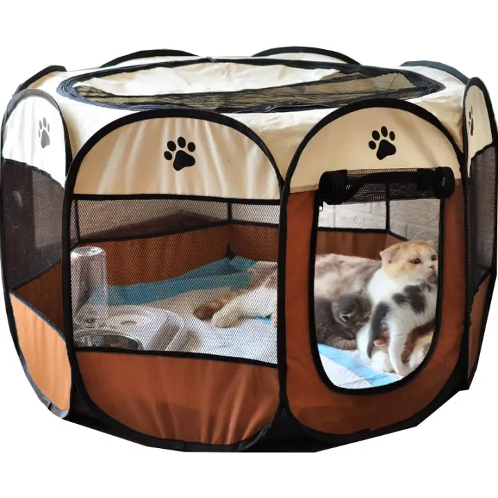 Jaula portátil para mascotas, tienda de campaña plegable para exteriores, casa octagonal para gatos, corralito para perros grandes, Perrera de fácil operación - 1
