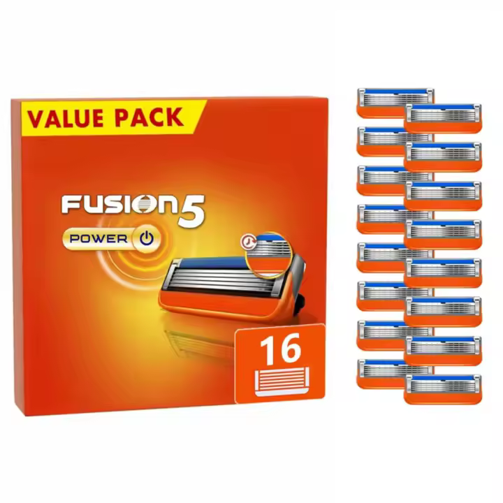 Recambios de cuchillas de afeitar para (16 unidades), cartuchos Fusion 5, recambios de cuchillas de afeitar para hombre, naranja, nueva versión - 1