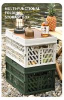 Cubierta plegable para mesa de árbol, cesta de camping de plástico plegable portátil con mango de tapa de madera, utilizada para almacenamiento de actividades al aire libre - details 3