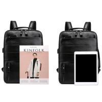 Mochilas de negocios impermeables para hombre, bolso para portátil de cuero PU, gran capacidad, carga USB, bolsa de viaje a la moda - details 11
