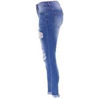 Pantalones vaqueros ajustados de cintura alta para mujer Pantalones vaqueros de estilo coreano con agujeros - details 4