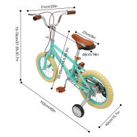 Bicicleta Verde para niños de 14 pulgadas, adecuada para niños y niñas, con ruedas de entrenamiento de colores - details 8