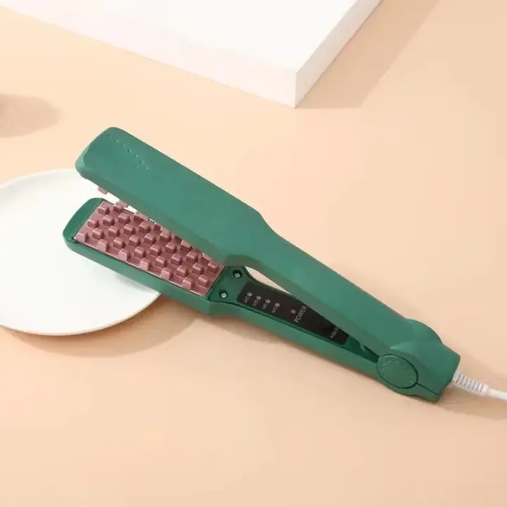 Voluminizador de pelo profesional de cerámica, rizador corrugado esponjoso, plancha plana, férula de maíz, 4 temperaturas, rejilla 3D - 1