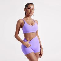 Sujetador deportivo cruzado de Color liso para mujer, Top deportivo ajustado suave de alta resistencia, ropa interior de entrenamiento integral para gimnasio y Yoga con almohadilla para el pecho - details 2