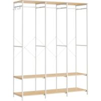 Armario Portátil Plegable Organizador de Ropa con Barras de Colgar Estantes de Almacenamiento con Ganchos Extraíbles Marrón Rústico Tamaño 40 x 94,5 x 180 cm - details 21