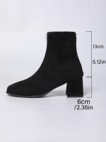 2025 otoño e invierno nueva cabeza cuadrada cremallera trasera temperamento botas de moda de tacón alto botas cortas de tacón grueso de gran tamaño mujeres - details 9