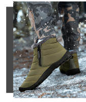 Botas de invierno informales para hombre, botines de terciopelo, impermeables, con doble cremallera, botas de nieve, zapatos de algodón antideslizantes cálidos para exteriores - details 18