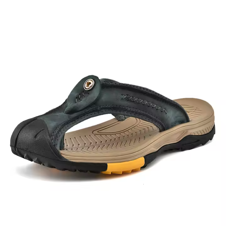 Chanclas informales de cuero para hombre, sandalias antideslizantes para caminar f - 1