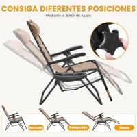 Juego de 2 Hamacas Siesta Gravedad Cero Sillas Plegables Exteriores con Brazo de Reposo y Soporte para Bebidas - details 3