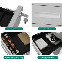 Archivador Rodante, Archivador Móvil de Metal con Cerradura, Archivador Bajo el Escritorio para Tamaño Legal/Letter/A4 para el Hogar/Oficina, Completamente Montado-Gris y Blanco - details 4