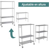 Estantería de Alambre de 6 Niveles con Ruedas Altura Ajustable, Resistente, Gancho para Baño, Cocina, Garaje, Dormitorio Plateado - details 6