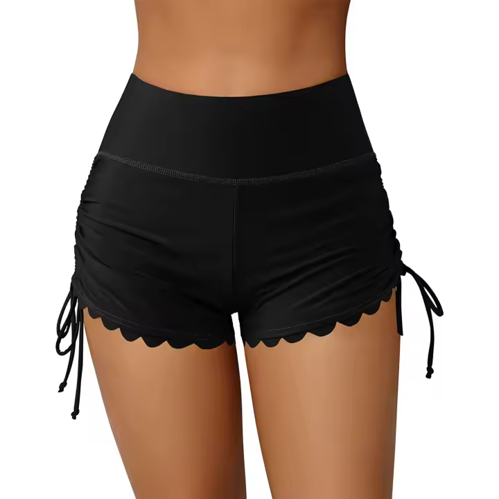 Bañadores para mujer Pantalones cortos de cintura alta con cordón lateral Diseño ondulado elástico - 1