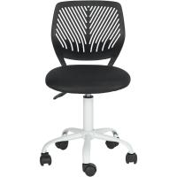 Silla de escritorio ajustable giratoria, silla de oficina con asiento de tela, silla de trabajo ergonómica sin reposabrazos, negra - details 0