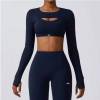 ALO yoga outfit deportivo manga larga chal yoga ropa mujer desnudo look delgado ropa de fitness top bata para correr - details 8