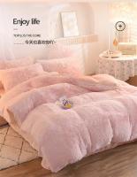Juego de ropa de cama de lujo, edredón de terciopelo de visón Kawaii, con sábanas, individual y doble, color rosa cálido, para Otoño e Invierno - details 3