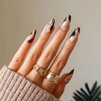 24 piezas de uñas con diseño de ojo de gato adhesivo, uñas postizas cortas francesas, cortaúñas ovaladas simples, puntas de uñas totalmente cubiertas y usables - details 2