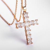 Nuevos Colgantes de Moda Colgante de Cruz de Jesús de Cristal Multicolor Dorado - details 3