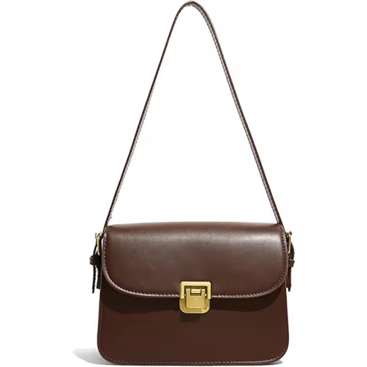 Bolso de hombro para mujer, bolsos cruzados, bolso de cuero de PU de moda, bolsos de hombro clásicos retro para mujer, mini bolsos marrón oscuro para mujer, bolso pequeño con 2 correas extraíbles - 1