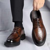 Nuevos zapatos formales informales de suela gruesa cómodos con cordones, vestido de oficina, zapatos de cuero de Pu para hombres - details 4