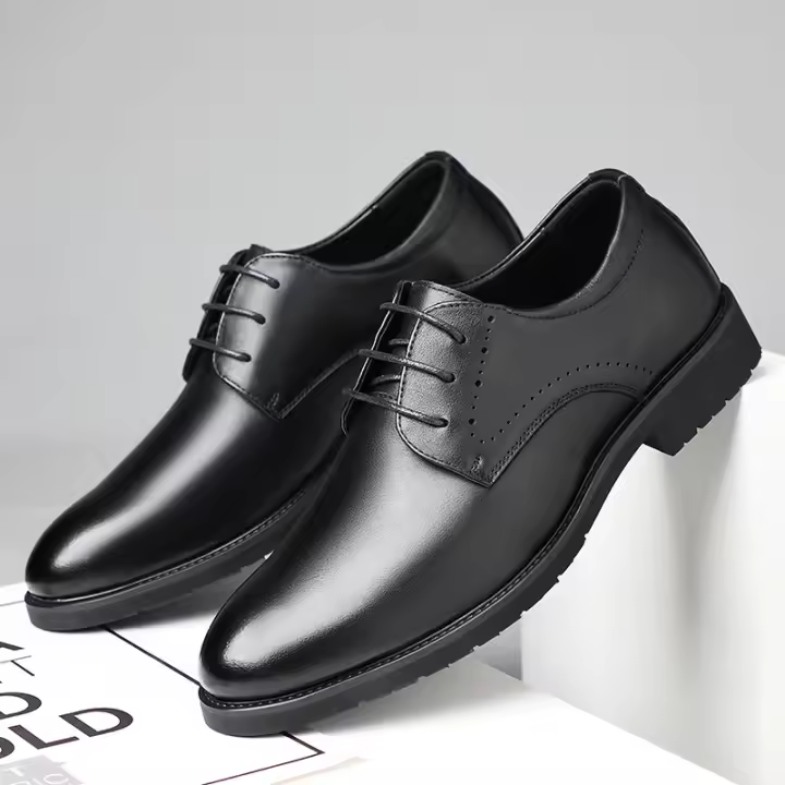 La primera capa de cuero de vaca, nuevos zapatos casuales de cuero para hombre, de cuero genuino, formales de negocios, con punta. - 1