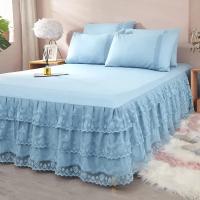 Funda de cama de encaje de lujo, Sábana de falda de tamaño Queen/King, faldas de cama lisas de Color sólido para cama doble - details 5